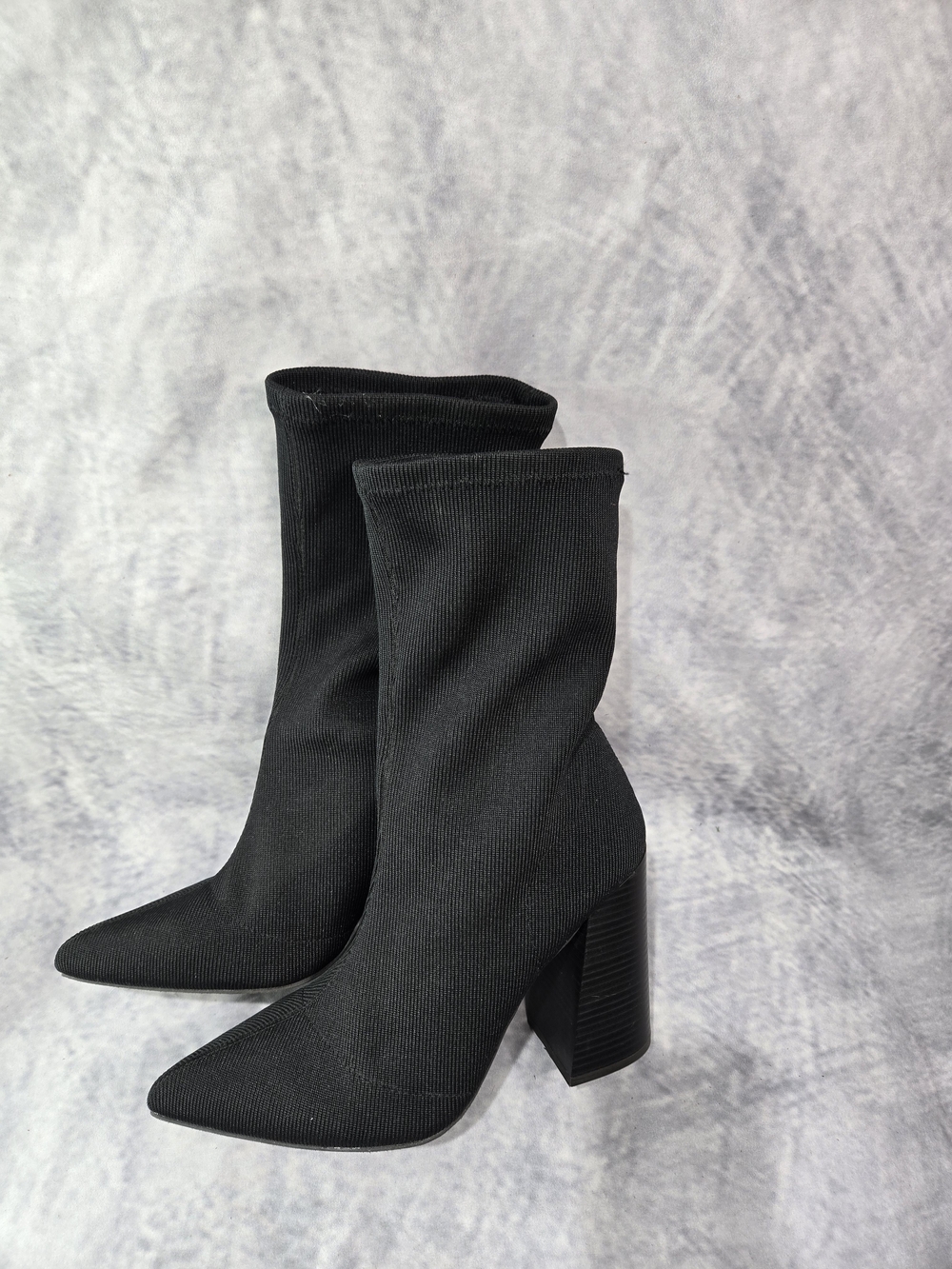 Wild Diva Black Stretch Sock Heeled Booties